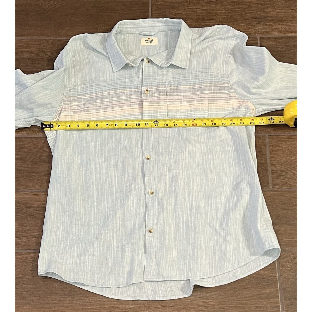 Marine Layer Men's Shirt XL Blue Stretch Selvage Soft Sustainable - Picture 3 of 7